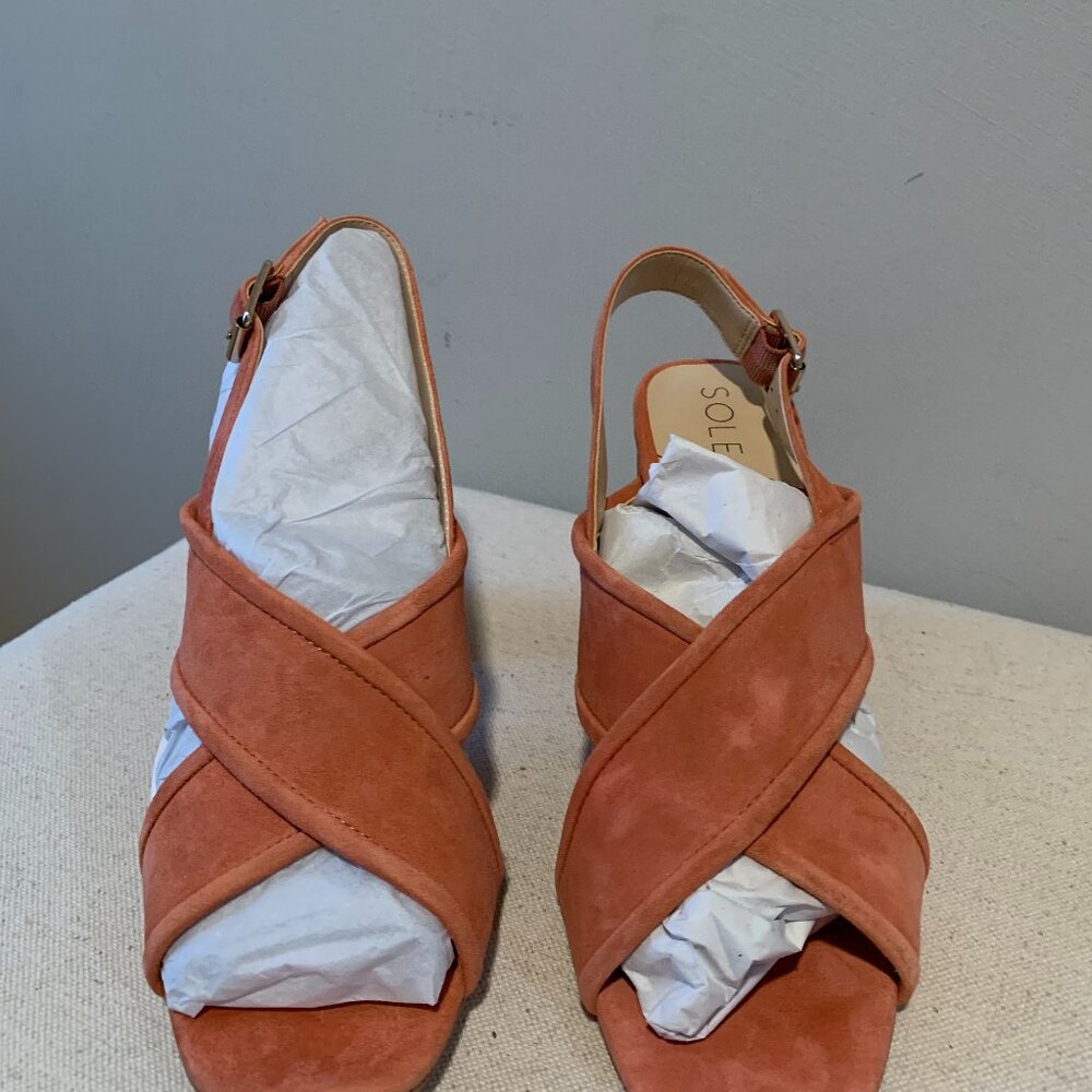 Sole Society Joree Kid Suede Soft Coral Heels Size 9.5 NWB